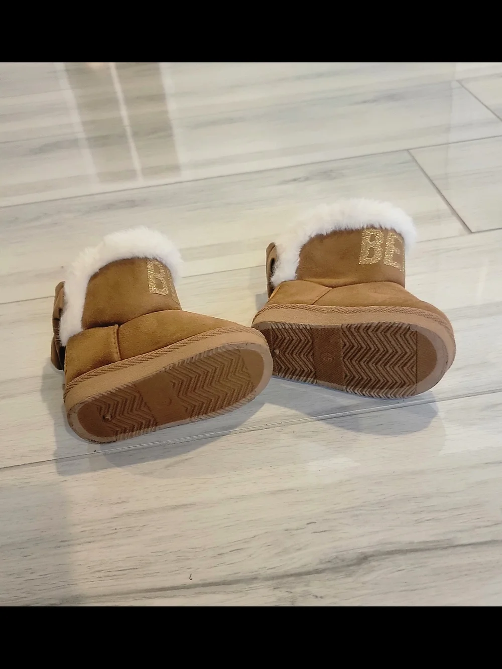 Tan Faux-Shearling Kids Boots